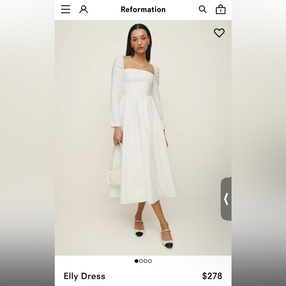 Reformation White Elly Dress NWOT Size 2